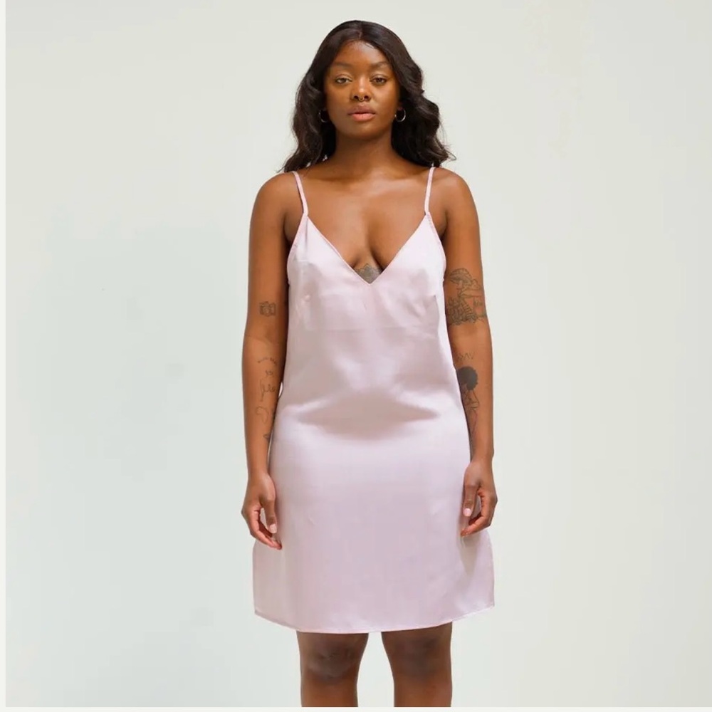 ETTITUDE sateen Slip Dress in Rose SZ S